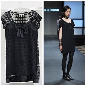 Lu Lu Cheung Designer - Lolita Dress - Silk + Eyelet Babydoll with Bow, Med